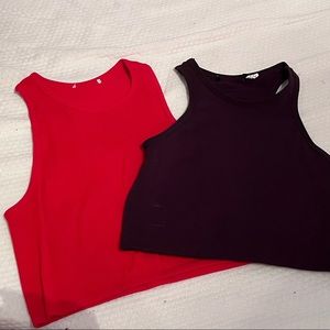 ribbed high neck sleeveless crop top